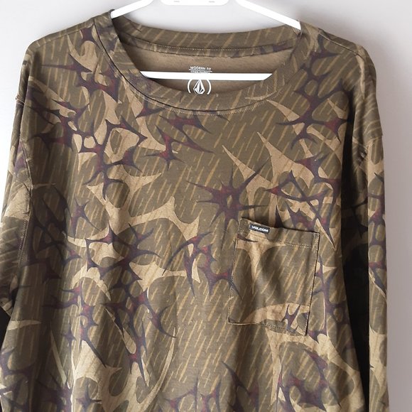 Volcom Punch Dagger Crew Long Sleeve Shirt Army New! Size XL - Picture 3 of 15